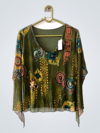 Unbranded Embroidered Green Blouse