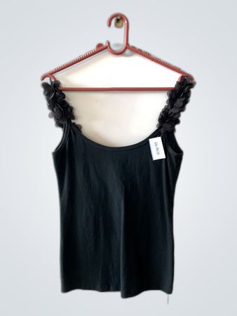 Black Floral Strap Top
