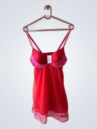 Red Chemise with Lace Details
