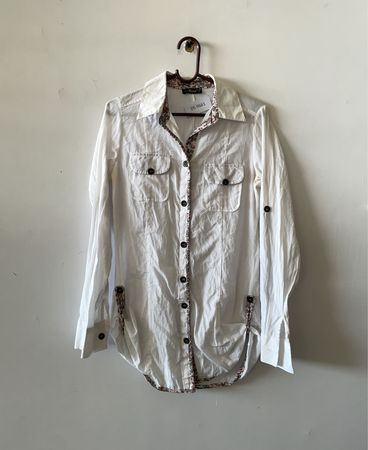 White Floral Trim Shirt