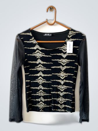Long Sleeve Top with Gold Pattern