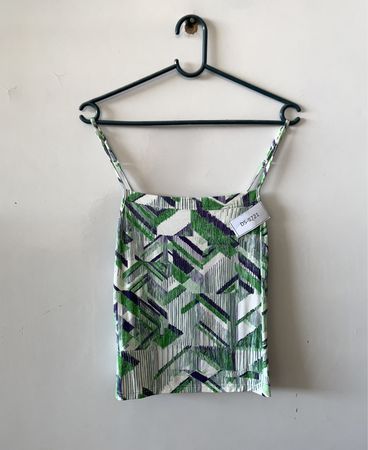 Green and Blue Patterned Tank Top