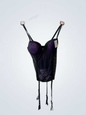 Purple Lace Bustier with Garter Straps