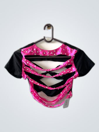 Black and Pink Rhinestone Top