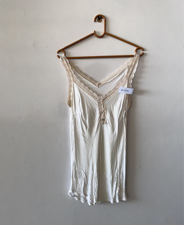 White Lace Trim Chemise