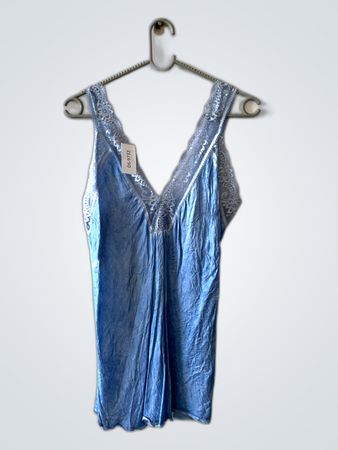 Blue Lace Trim Chemise