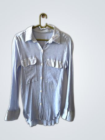 Blue Long-Sleeve Button-Down Shirt