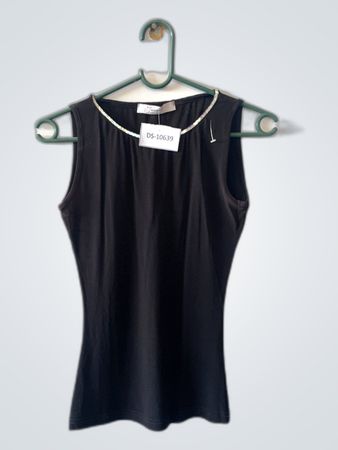 Black Tank Top with Sequined Trim