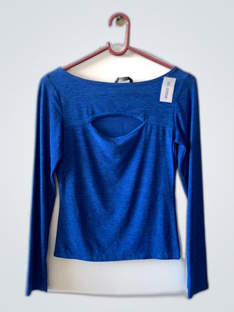 Ragazza Blue Long-Sleeve Off-Shoulder Blouse