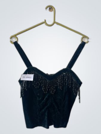 Black Fringed Velvet Corset