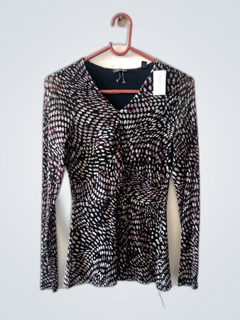 Blouse with Black and White Pattern