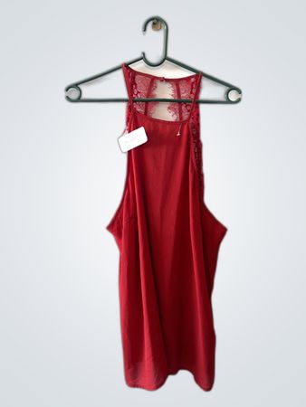 Red Lace Trim Camisole Top
