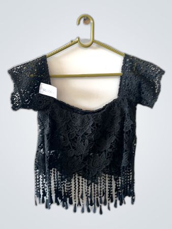 Black Lace Fringe Top
