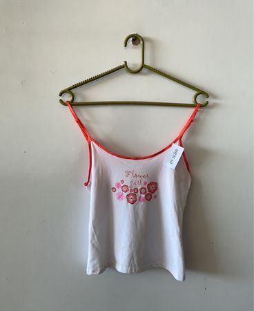 White Tank Top with Flower Girl Design