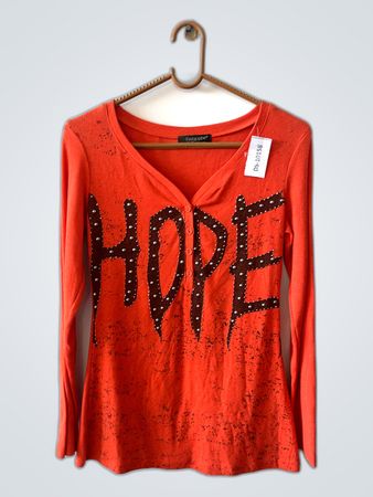 S2NAKM Long Sleeve Top with 'HOPE' Embellishment