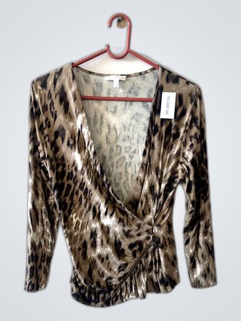 Leopard Print Wrap Top