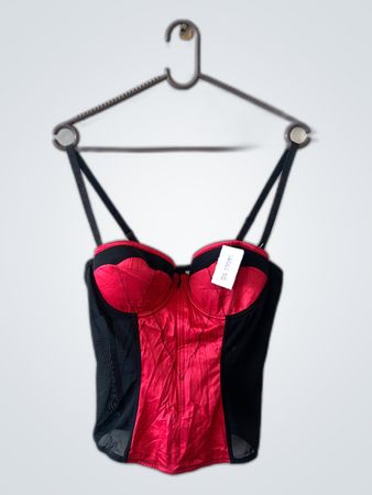 Red Satin Bustier Top