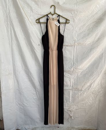 Two-Tone Halter Maxi Dress