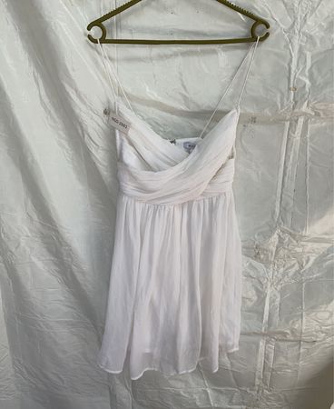 Nylone White Chiffon Wrap Mini Dress