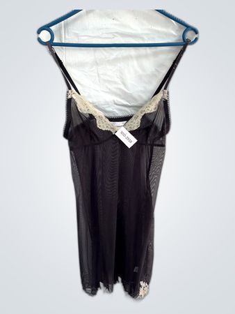 Sheer Black Nightgown with Lace Trim