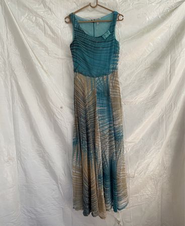 Teal and Beige Ombre Maxi Dress