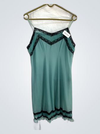 Teal Chemise with Black Lace Trim