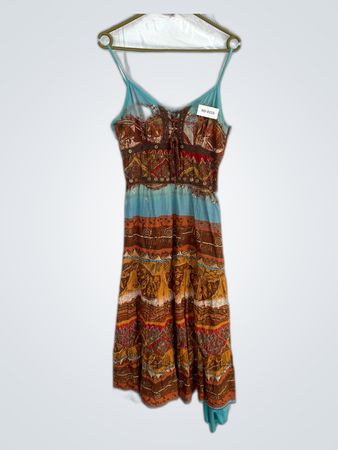 Bohemian Lace-Up Maxi Dress
