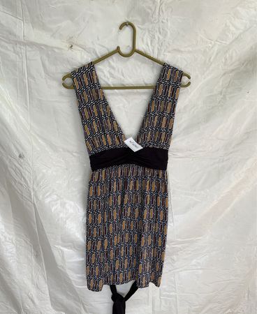 Unbranded Geometric Print V-Neck Mini Dress