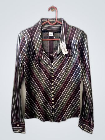 Striped Long-Sleeve Button-Down Shirt