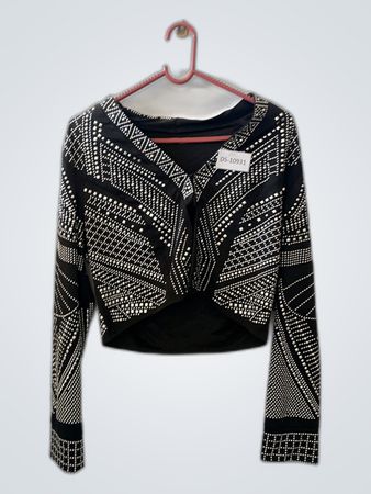 Black and White Beaded Top