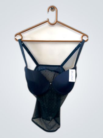 Navy Lace Bustier Top