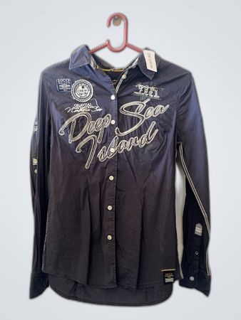 Navy Blue Long-Sleeve Shirt with Nautical Theme