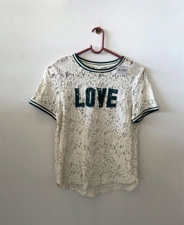 Lace T-Shirt with LOVE Print