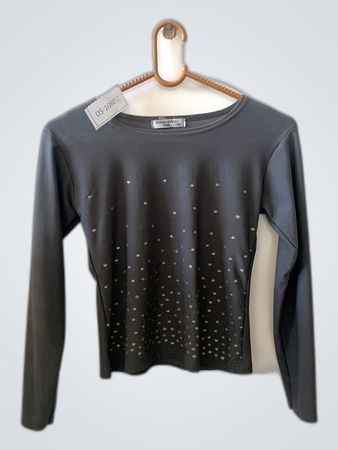 Fashion Girl Gray Long-Sleeve Top with Gold Dots