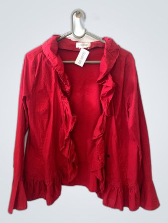 Red Ruffled Blouse