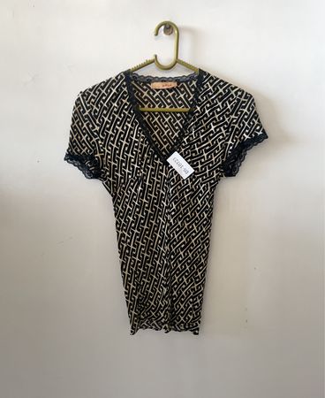 an'ge Black and White Geometric Pattern Dress
