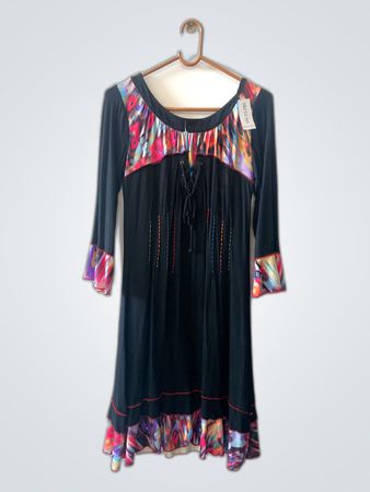 Black Dress with Colorful Trim