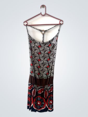 Dress with Black White and Red Pattern
