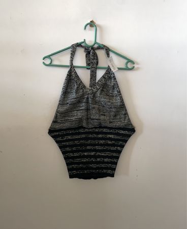 Black and White Striped One-Piece Swimsuit