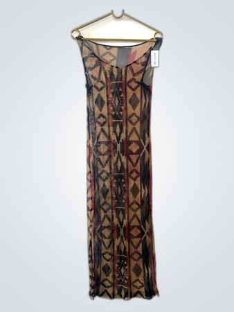 Sheer Mesh Dress with Geometric Pattern