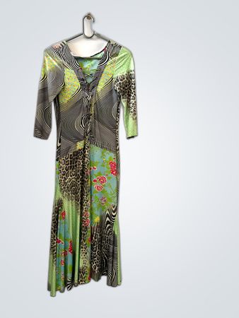 Long Sleeve Dress with Animal and Floral Print