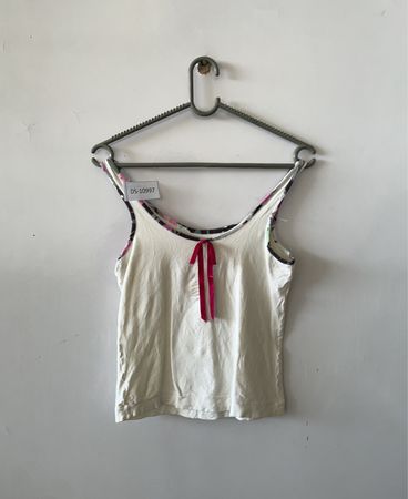 Women's White Tank Top with Pink Ribbon