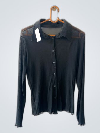 Black Sheer Long-Sleeve Top
