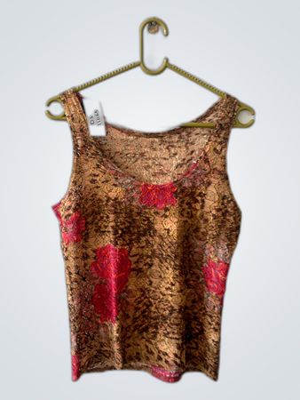 Blouse with Red Floral Pattern