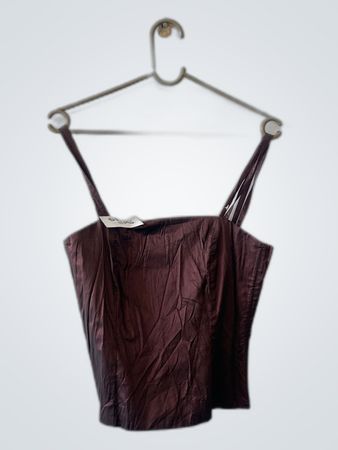 Brown Satin Corset Top