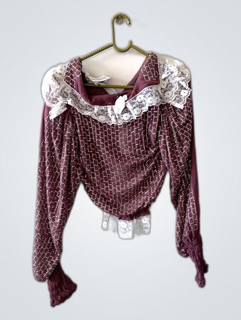 Blouse with Ruffled Collar and Sequins