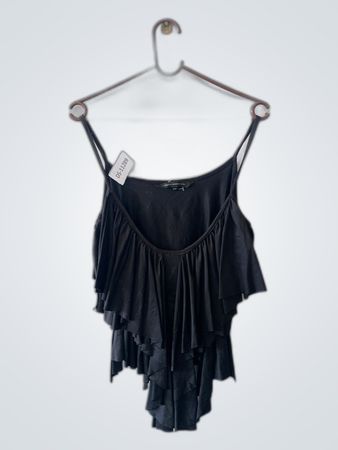 Black Ruffled Tank Top
