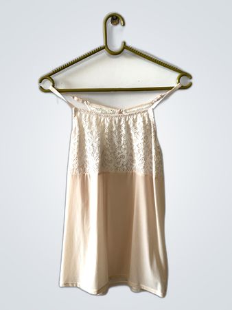 Beige Lace-Trimmed Chemise