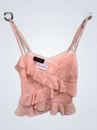 White Fox Pink Ruffled Top