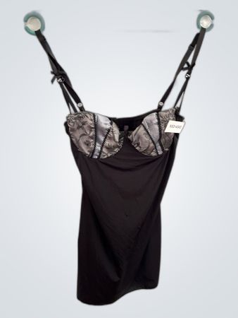 Black Bodysuit with Floral Details